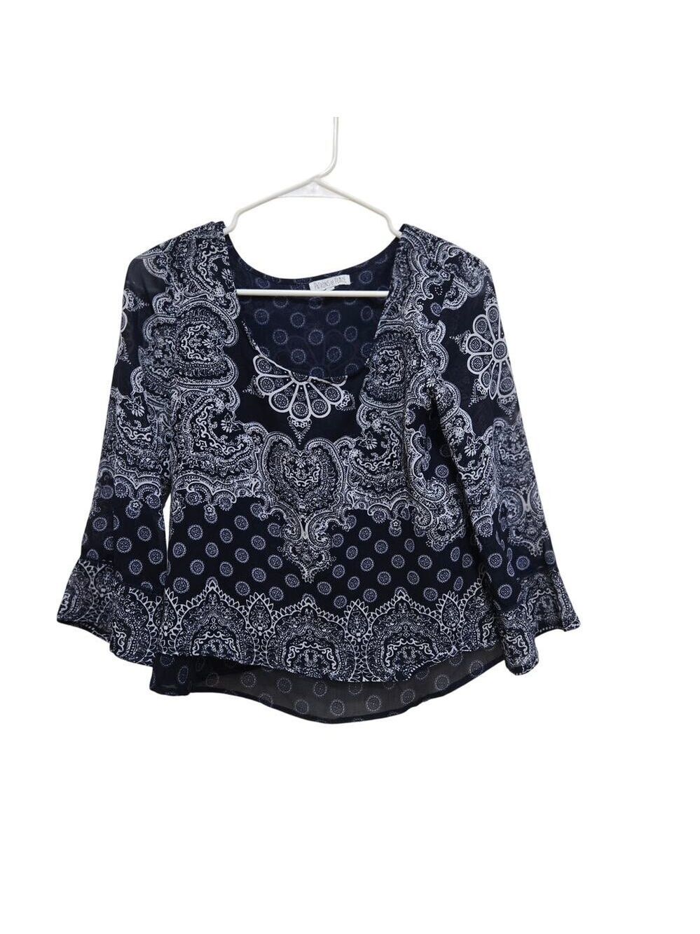 Patrons of Peace Boho Paisley Bell Sleeve Blouse XS